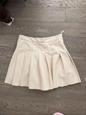 SUNDAY BEST Olive Vegan Leather Pleated Skirt